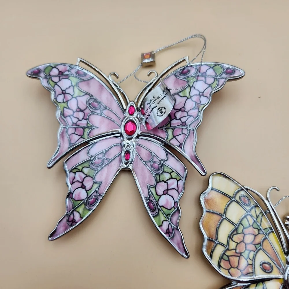 Bradford Exchange Silkin Wings Heirloom Porcelain Butterfly Ornament Set #9